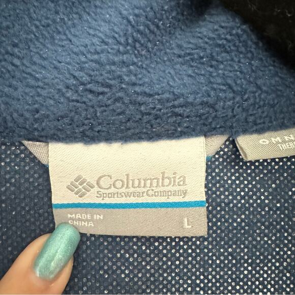 Columbia Blue Half Zip Fleece Jacket Men Size Large Omni Heat Thermal Comfort - Picture 10 of 12